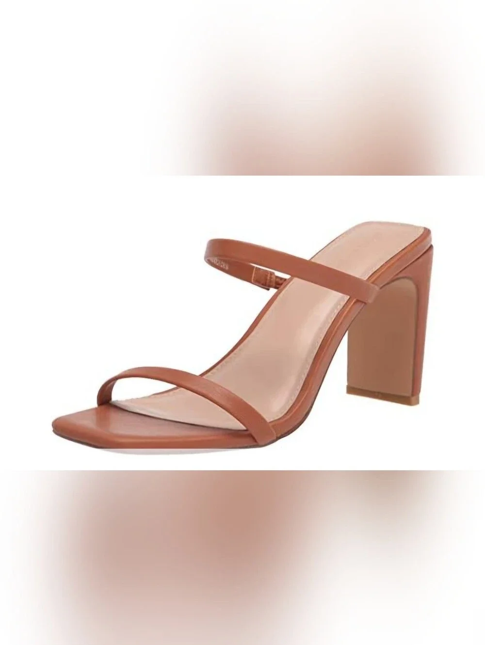 Minimal Two-Strap Block Heel Sandal — Tan